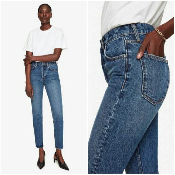 💕ANINE BING💕 Sonya Jean ~ Button Fly Mid Indigo Blue 27 NWOT - Picture 4 of 16